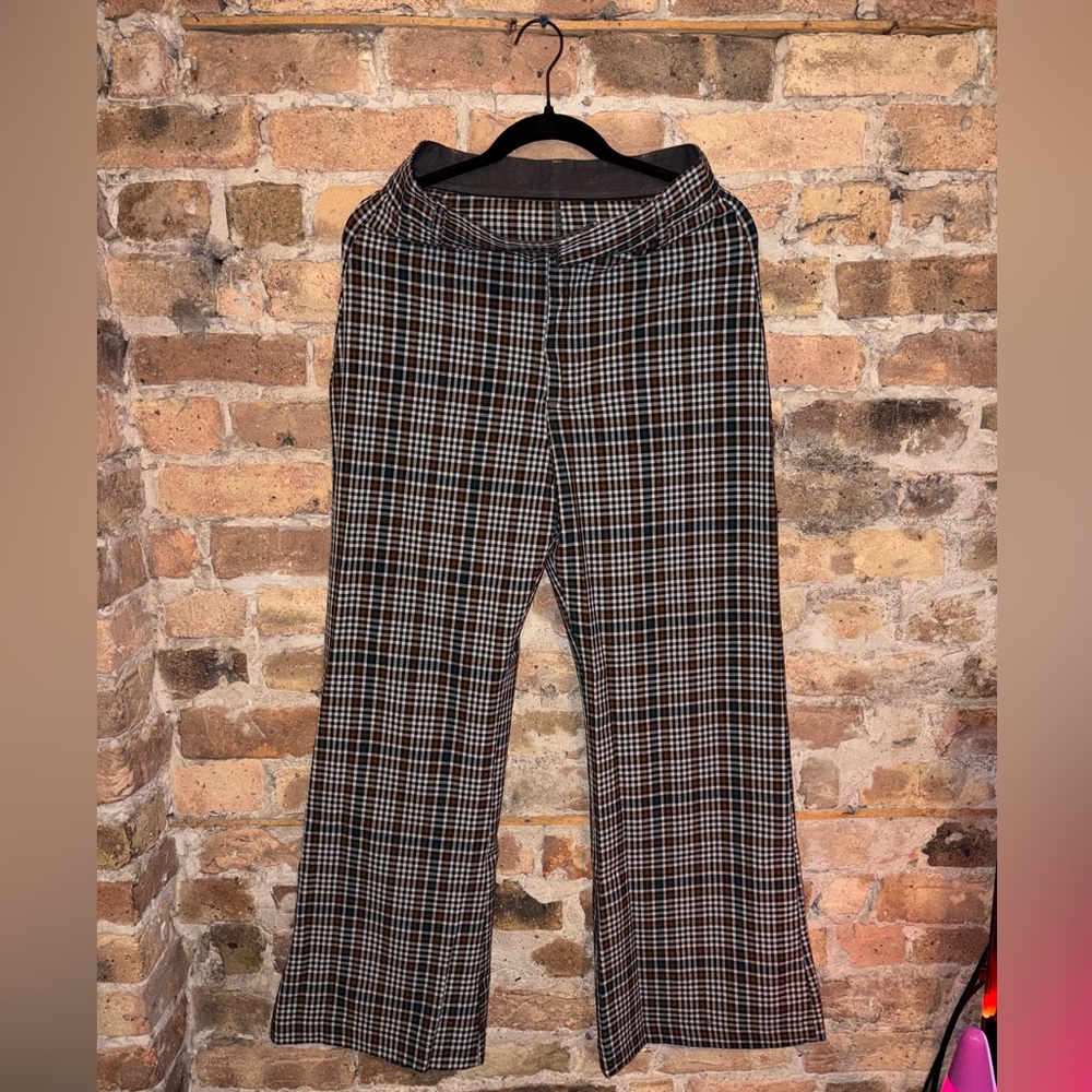 Free People Flare Leg Plaid Trouser